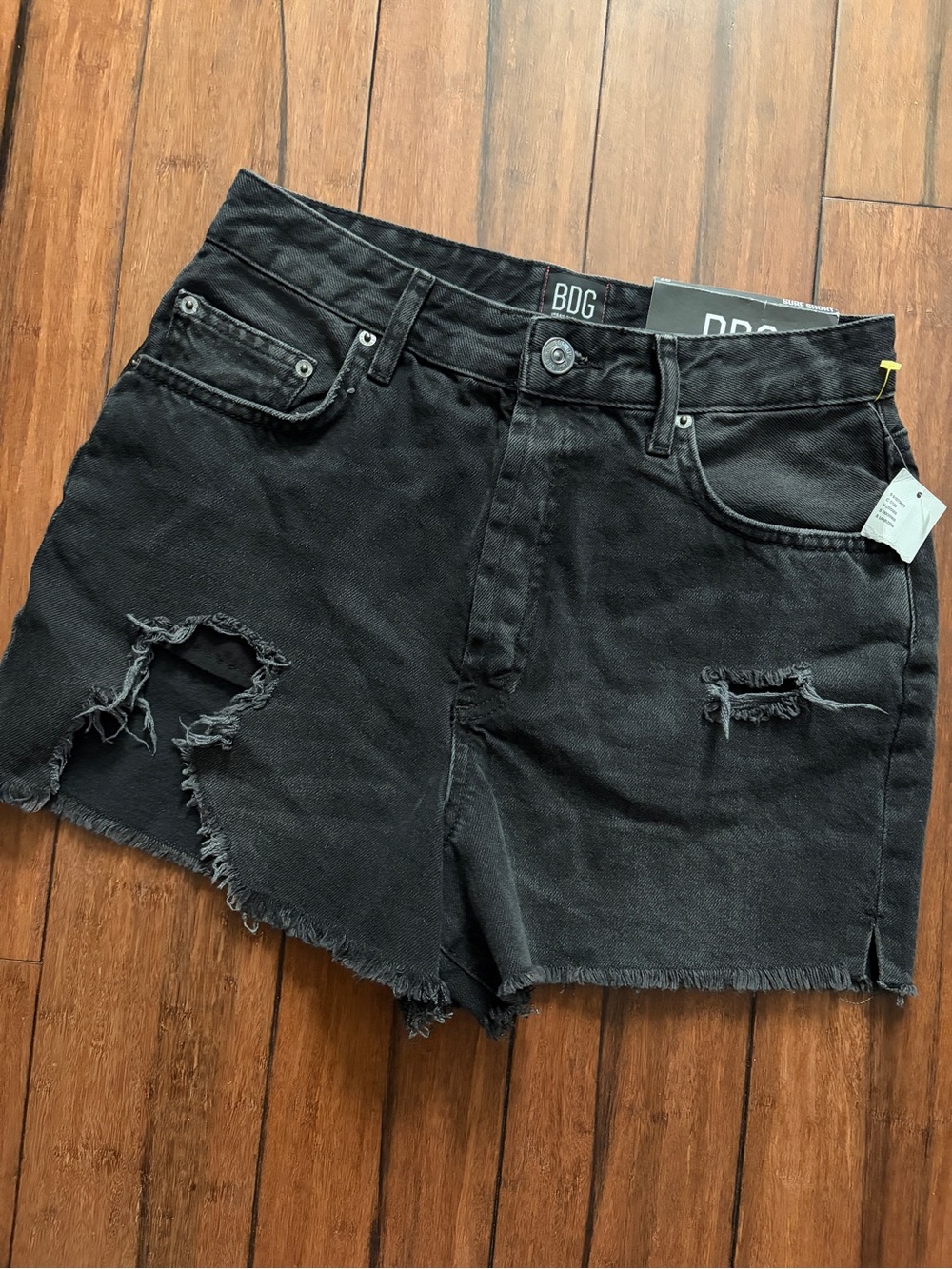 BDG Black Distressed High-Rise Jean Shorts
